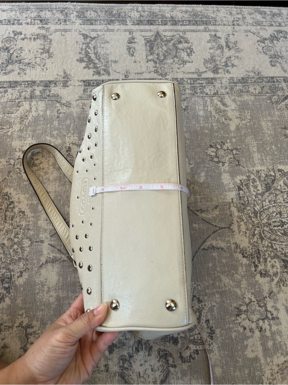 Coach Studded Leather Satchel Bag - Picture 9 of 14